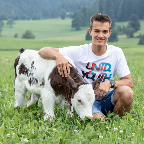 Boy with calves